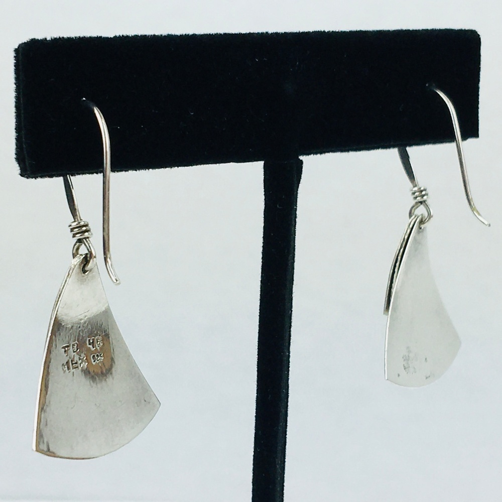 Textured Sterling Silver Layered Dangle Earrings - Picture 3 of 6